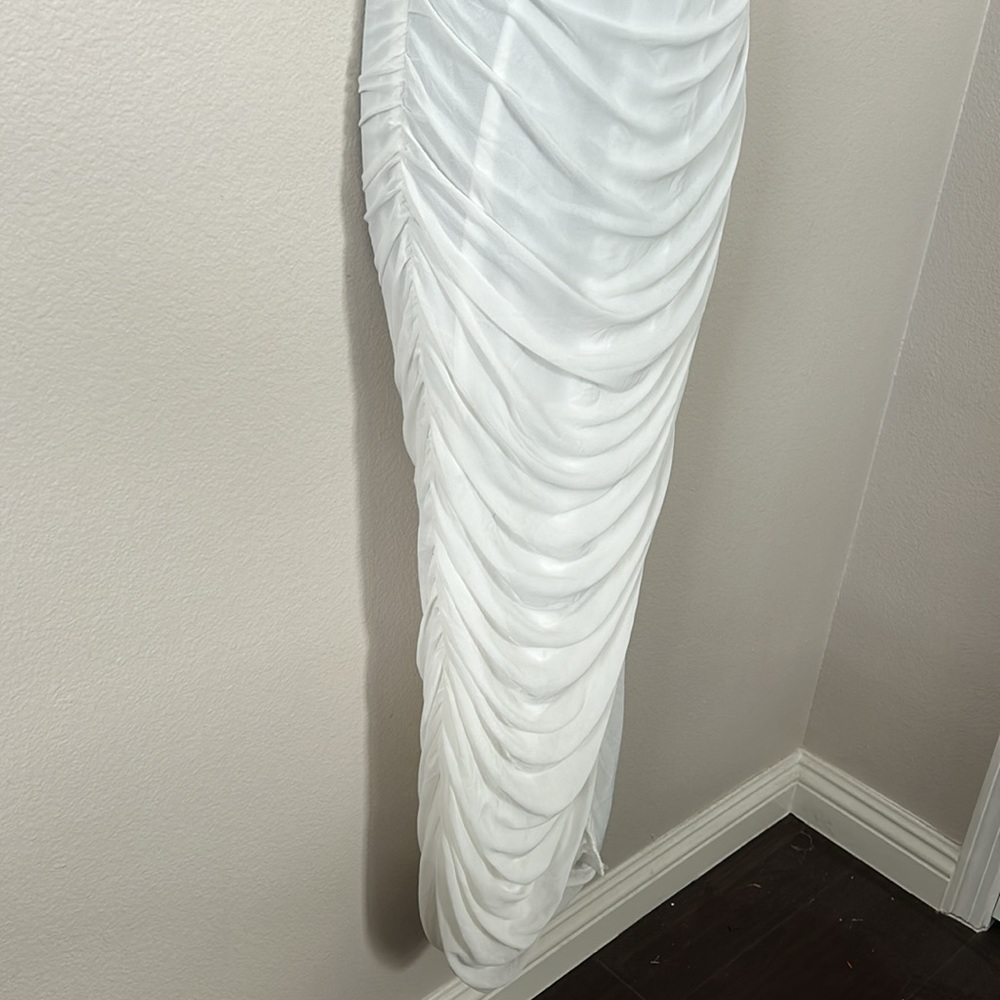 Princess Polly Alice White Ruched Cutout Ruched Midi Dress - Picture 7 of 13